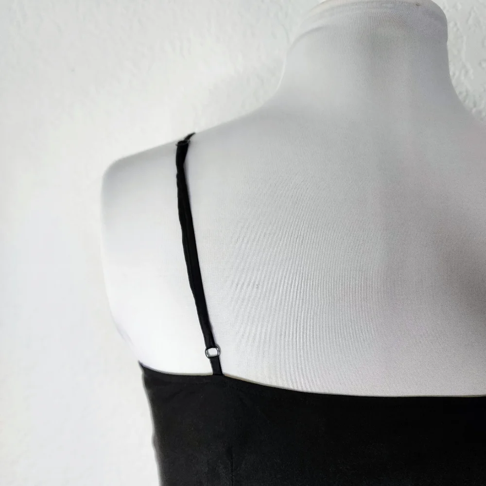 Rachel by Rachel Roy Black Silky Slip Dress w Adjustable Spaghetti Straps Sz S - Picture 6 of 9